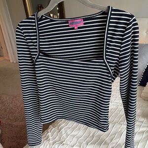 Edikted Black and White Striped Long Sleeve Top